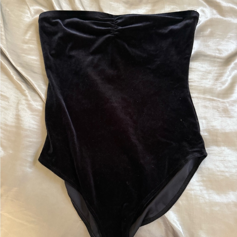 Forever 21 Black Velvet Bodysuit